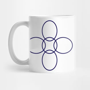 Flower Circle (Blue Petals on White) Mug